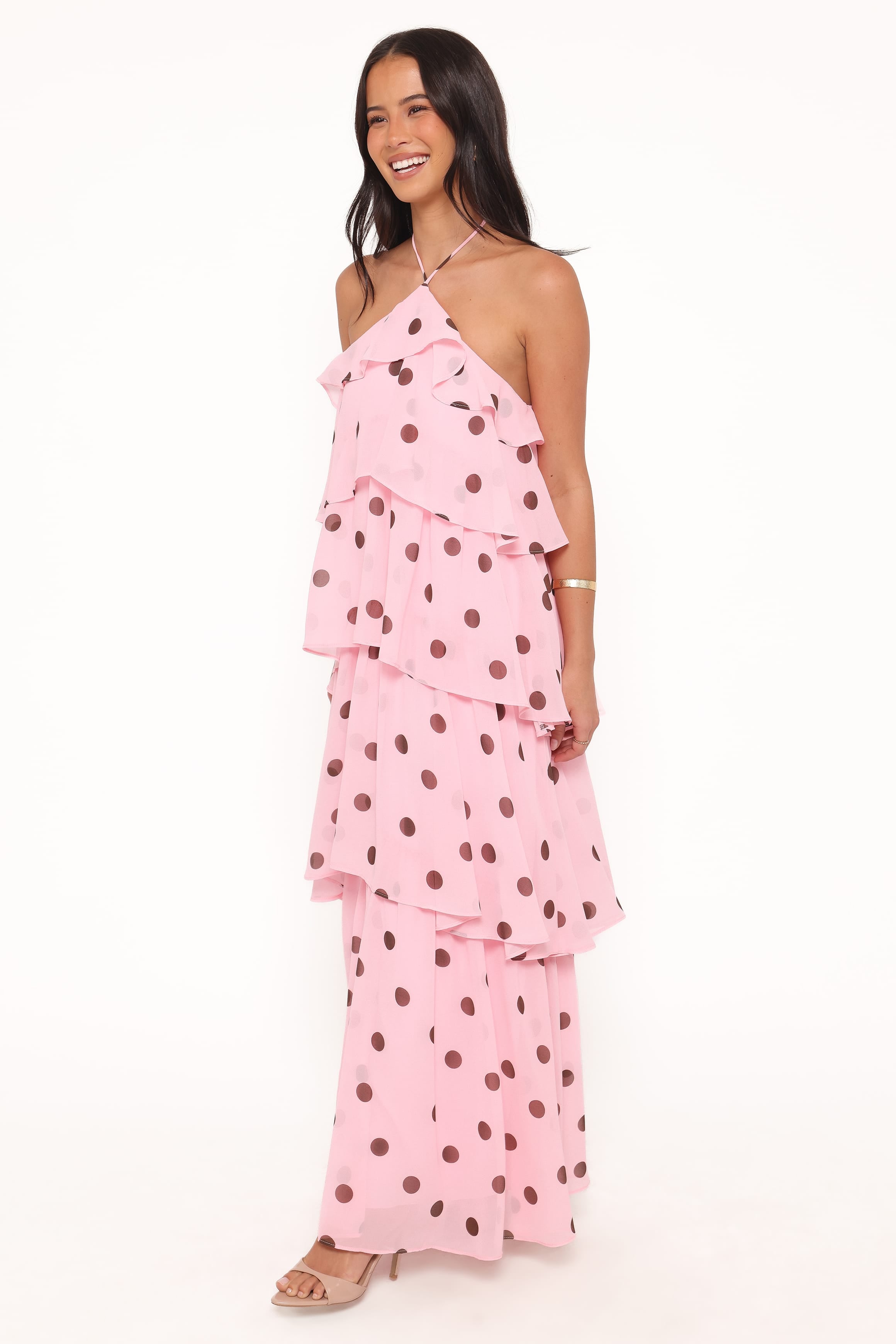 Chasity Halterneck Maxi Dress - Pink Polka Dot, XS, Petal & Pup Chasity Halterneck Maxi Dress - Pink Polka Dot, XS, Petal & Pup