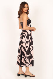 Petal and Pup USA DRESSES Chelle Slip Midi Dress - Black Pink