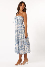 Petal and Pup USA DRESSES Cherie Bow Front Midi Dress - Blue