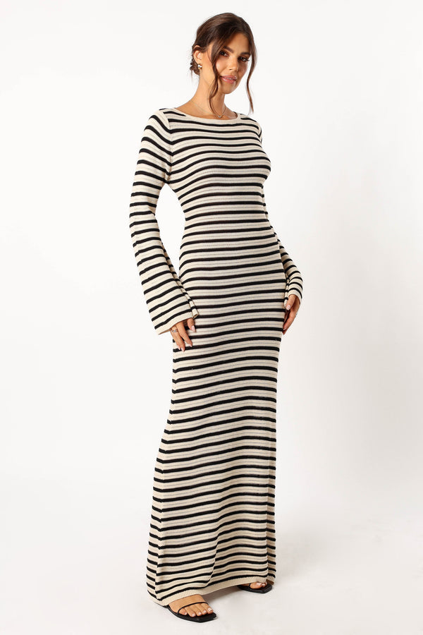 Petal and Pup USA DRESSES Cherie Knit Maxi Dress - Sand Black