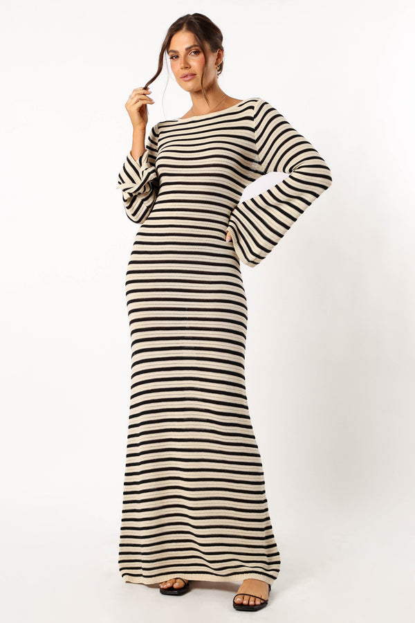 Petal and Pup USA DRESSES Cherie Knit Maxi Dress - Sand Black