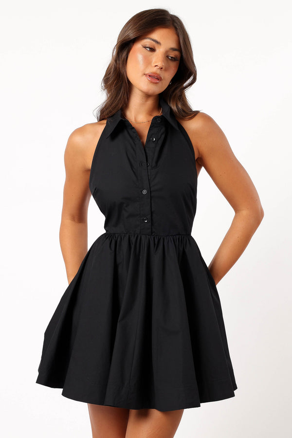 Petal and Pup USA DRESSES Cheyenne Halterneck Mini Dress - Black