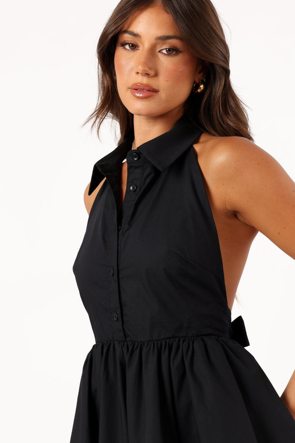 Petal and Pup USA DRESSES Cheyenne Halterneck Mini Dress - Black