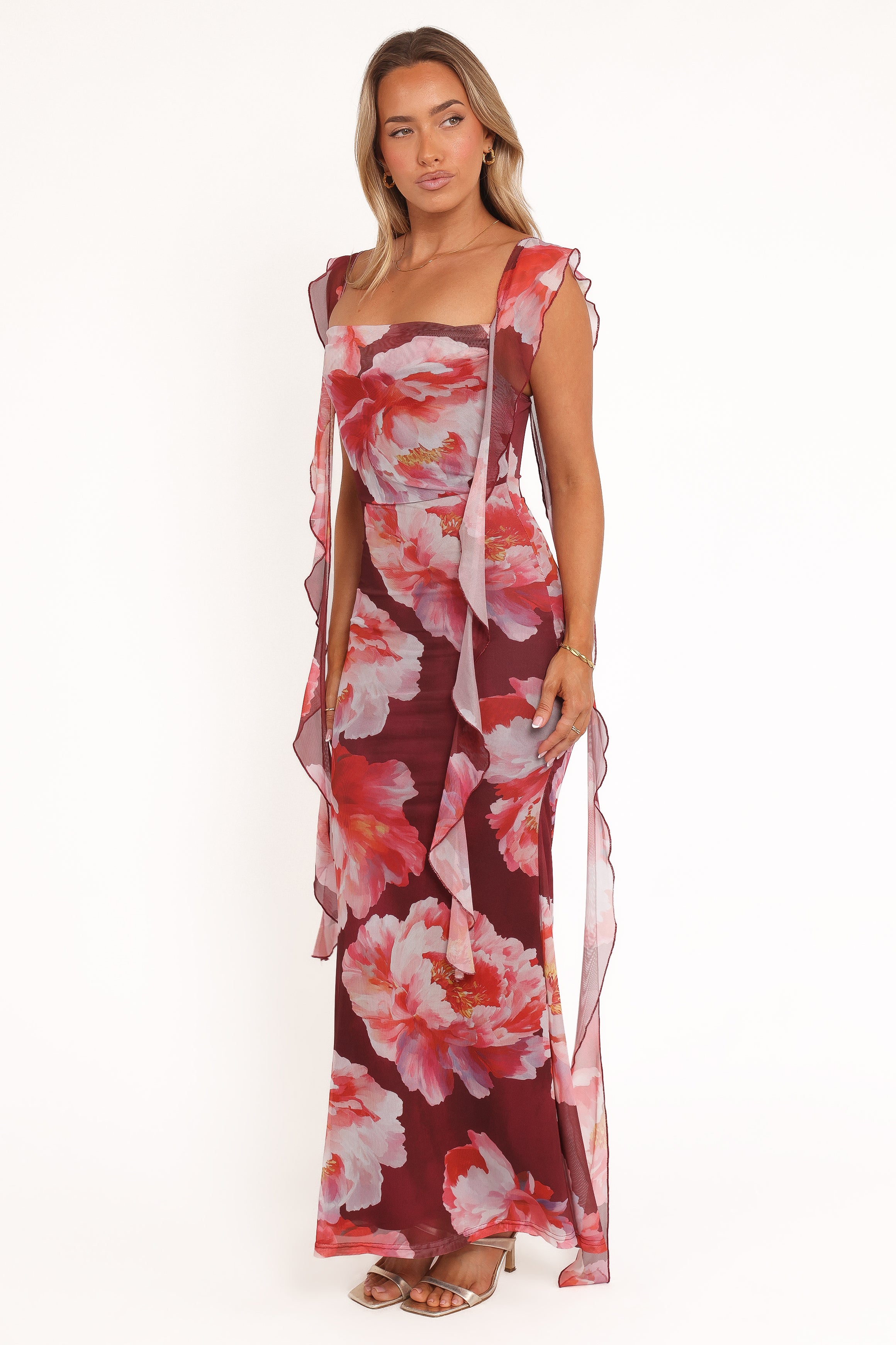 Petal and Pup USA DRESSES Chiara Maxi Dress - Burgundy Peony