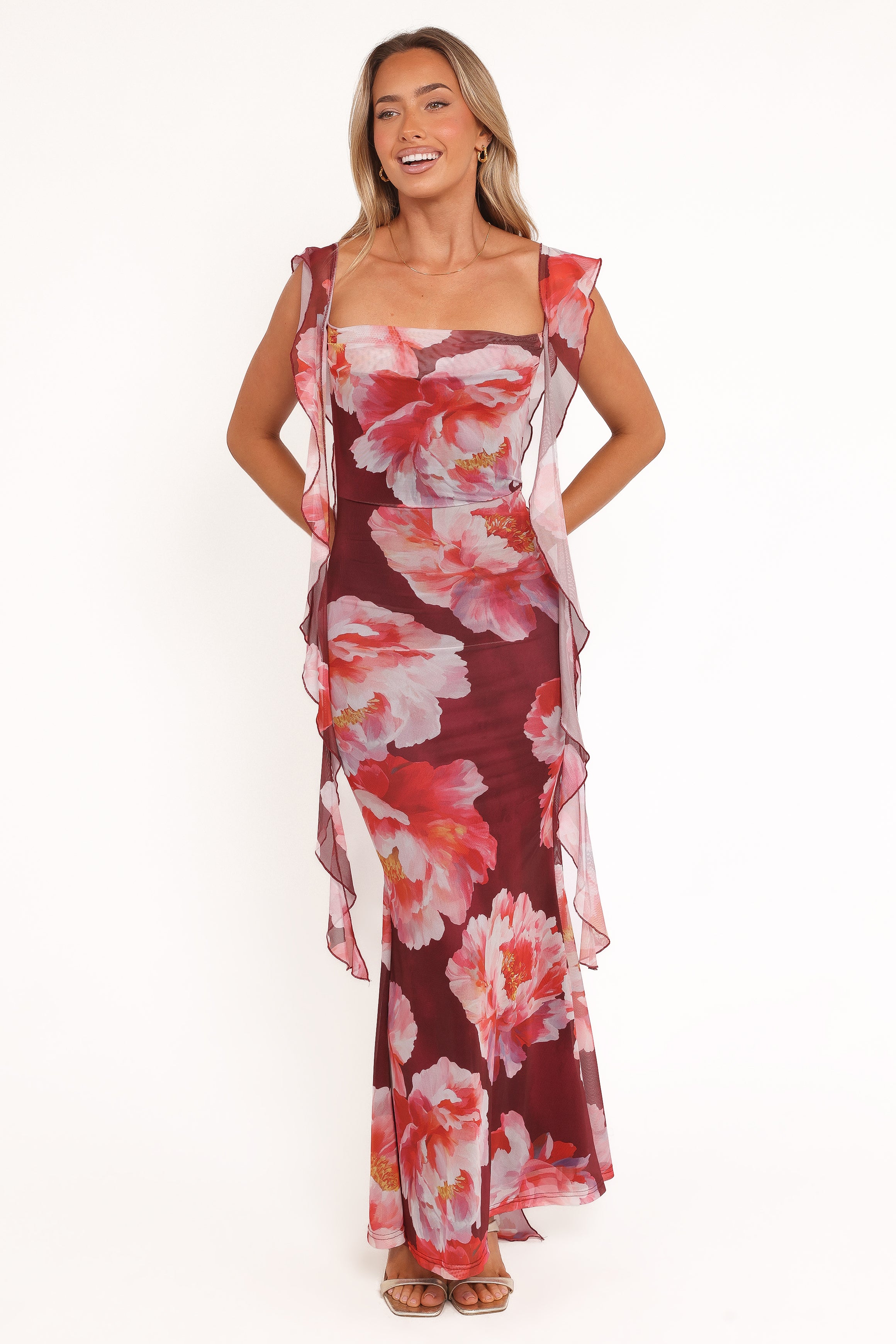 Petal and Pup USA DRESSES Chiara Maxi Dress - Burgundy Peony