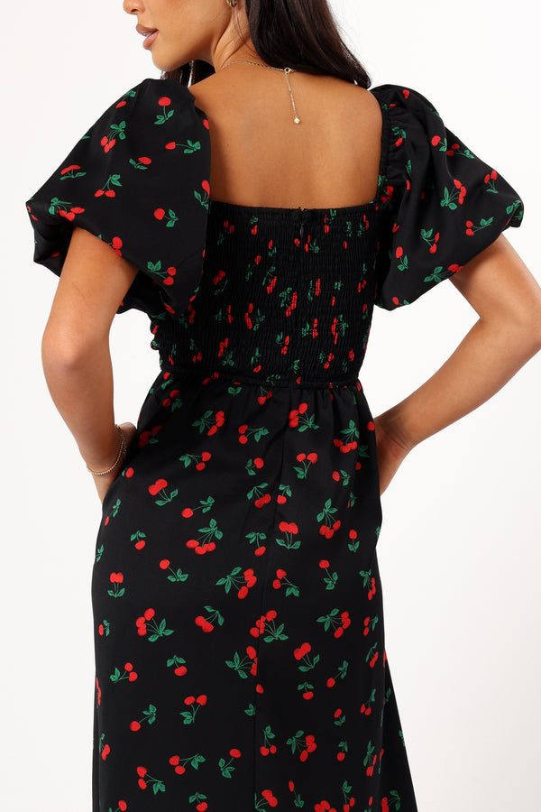 Petal and Pup USA DRESSES Chlo Puff Sleeve Midi Dress - Cherry Print