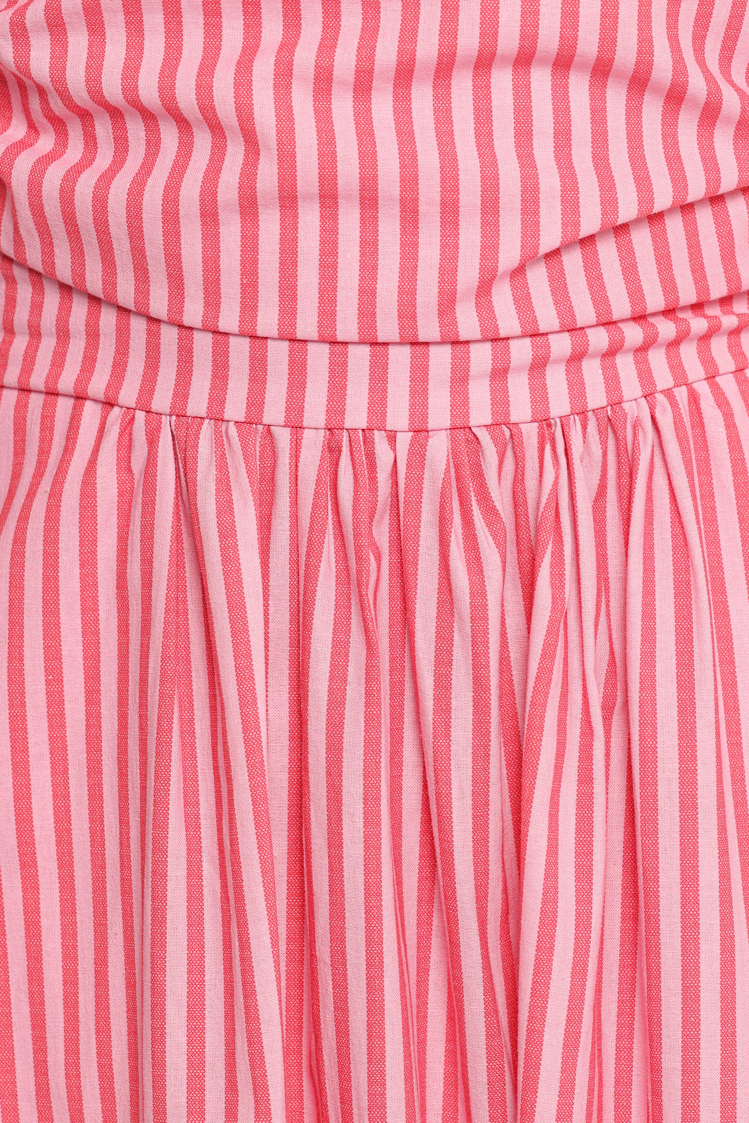 Petal and Pup USA DRESSES Chlo Puff Sleeve Midi Dress - Red Stripe (Hold for Rack)