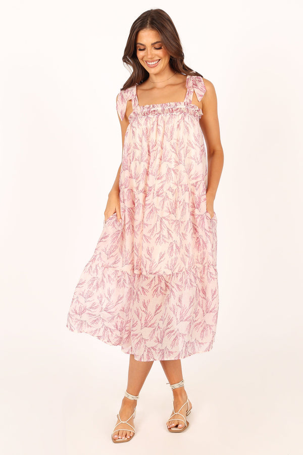 Petal and Pup USA DRESSES Christee Midi Dress - Ivory Pink