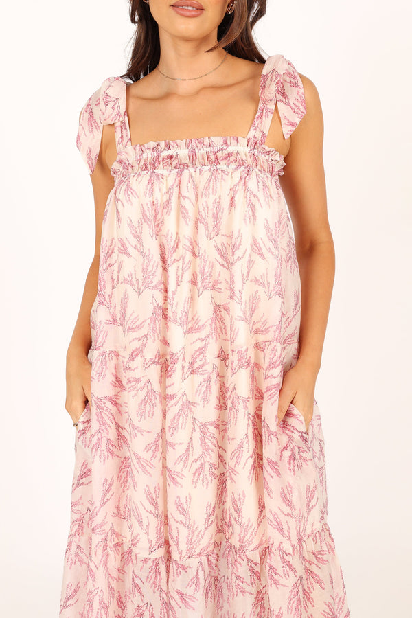 Petal and Pup USA DRESSES Christee Midi Dress - Ivory Pink