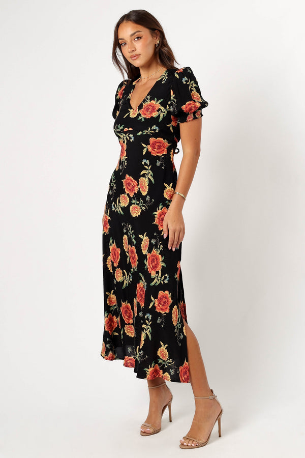 Petal and Pup USA DRESSES Christine Midi Dress - Sunset Floral