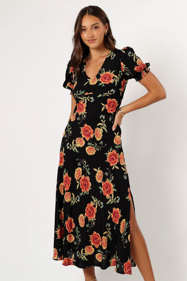 Petal and Pup USA DRESSES Christine Midi Dress - Sunset Floral