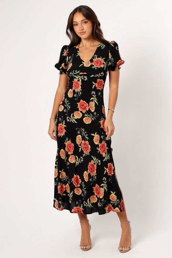 Petal and Pup USA DRESSES Christine Midi Dress - Sunset Floral