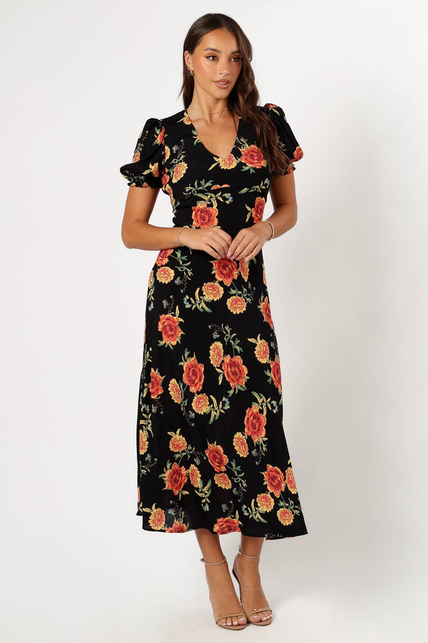 Petal and Pup USA DRESSES Christine Midi Dress - Sunset Floral