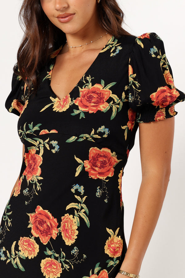 Petal and Pup USA DRESSES Christine Midi Dress - Sunset Floral