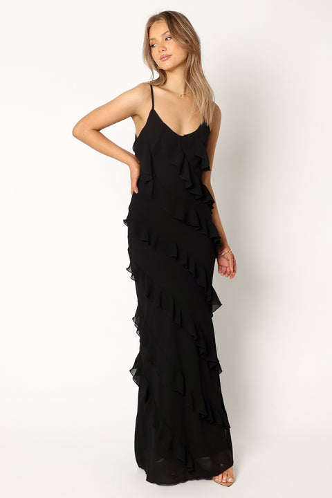 black and white sleeveless maxi dress Aris Sleeveless Sheer Maxi Dress - Black/White