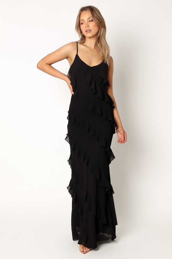 Petal and Pup USA DRESSES Ciao Ruffles Maxi Dress - Black