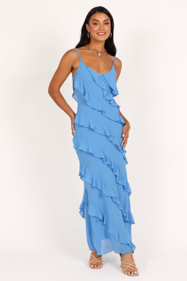 Petal and Pup USA DRESSES Ciao Ruffles Maxi Dress - Blue