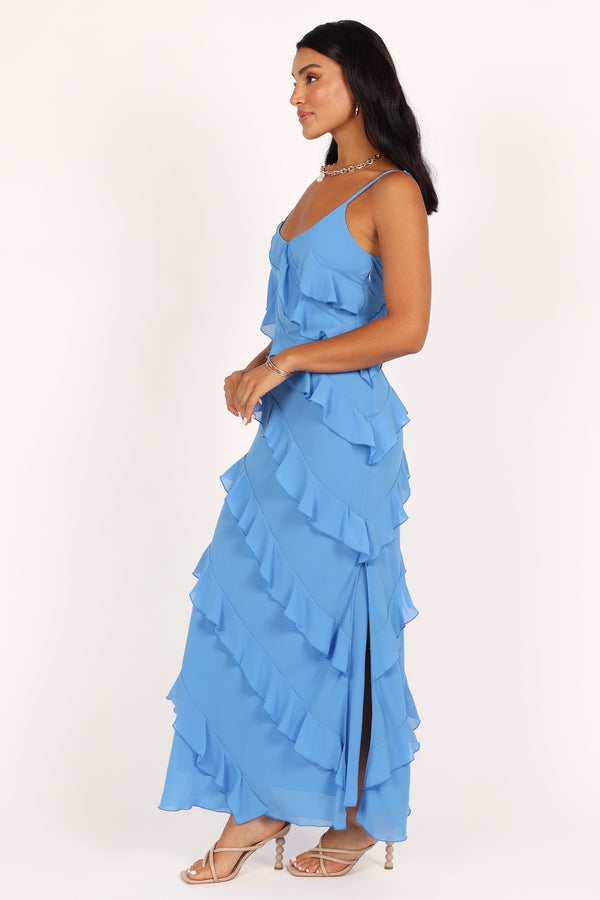 Petal and Pup USA DRESSES Ciao Ruffles Maxi Dress - Blue