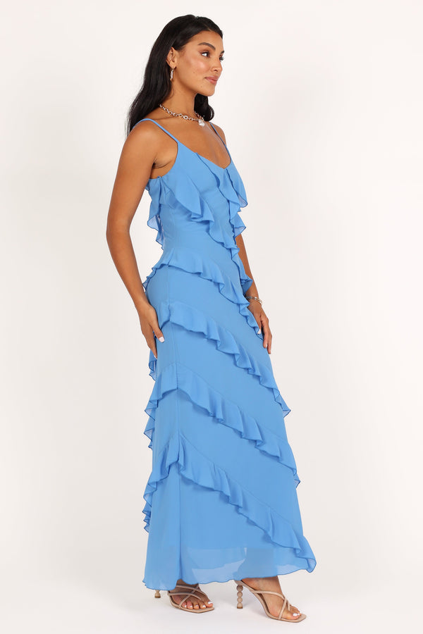 Petal and Pup USA DRESSES Ciao Ruffles Maxi Dress - Blue