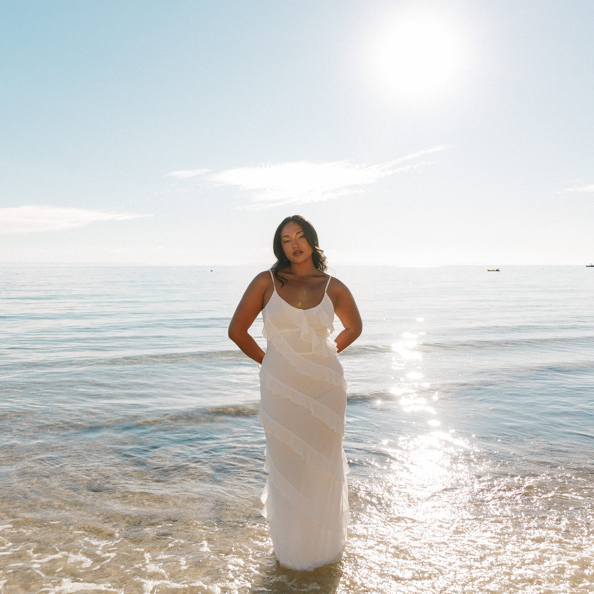 Ciao Ruffles Maxi Dress - Cloud White | Petal & Pup USA