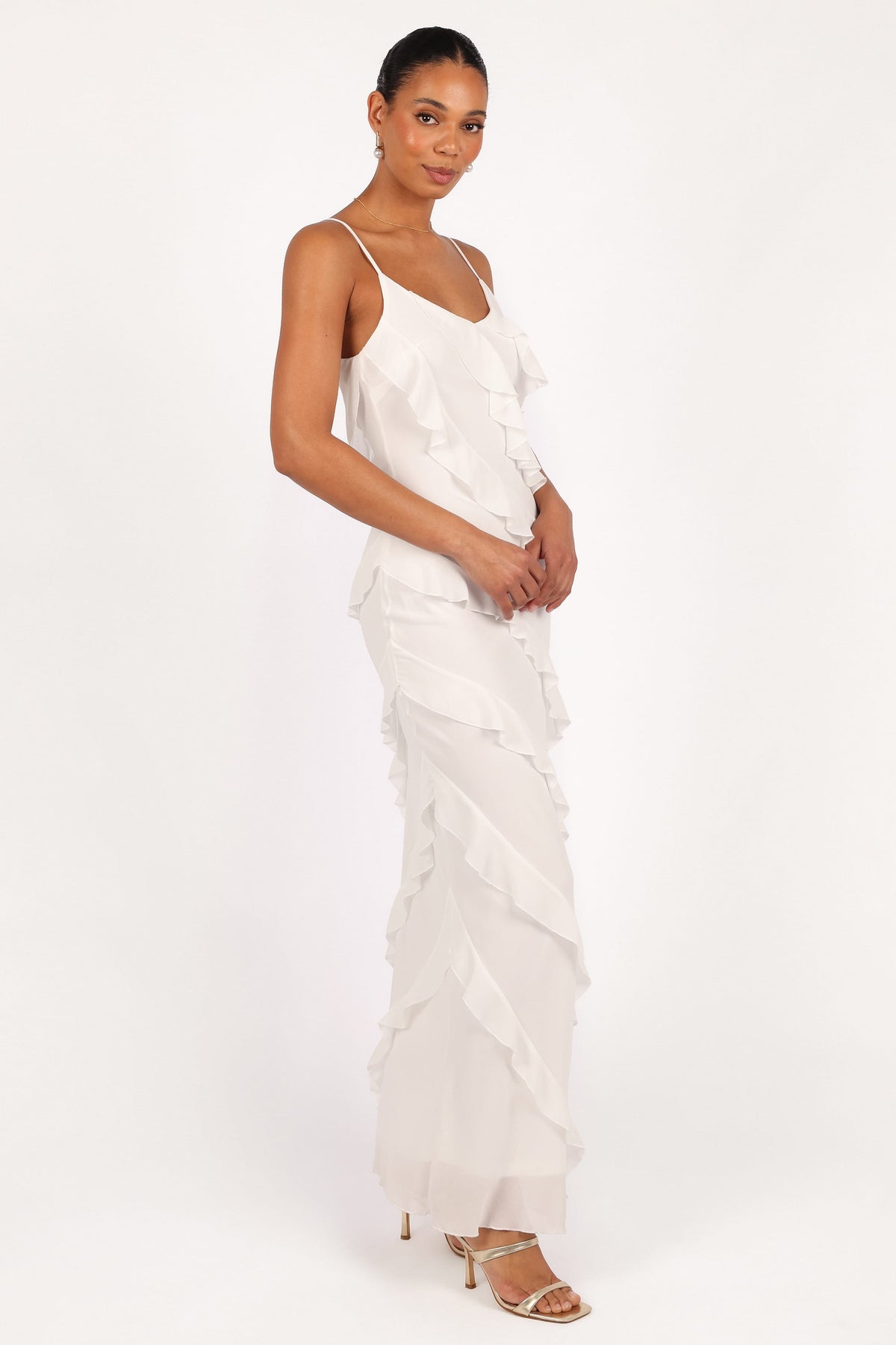 Ciao Ruffles Maxi Dress - Cloud White