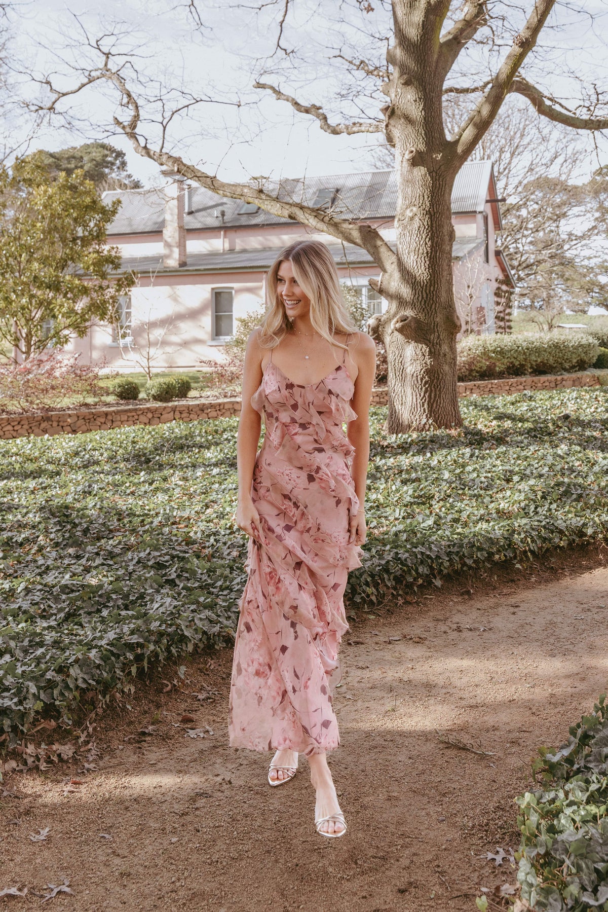 Petal and Pup Women's Ciao Ruffles Maxi Dress - Pale Pink Floral
