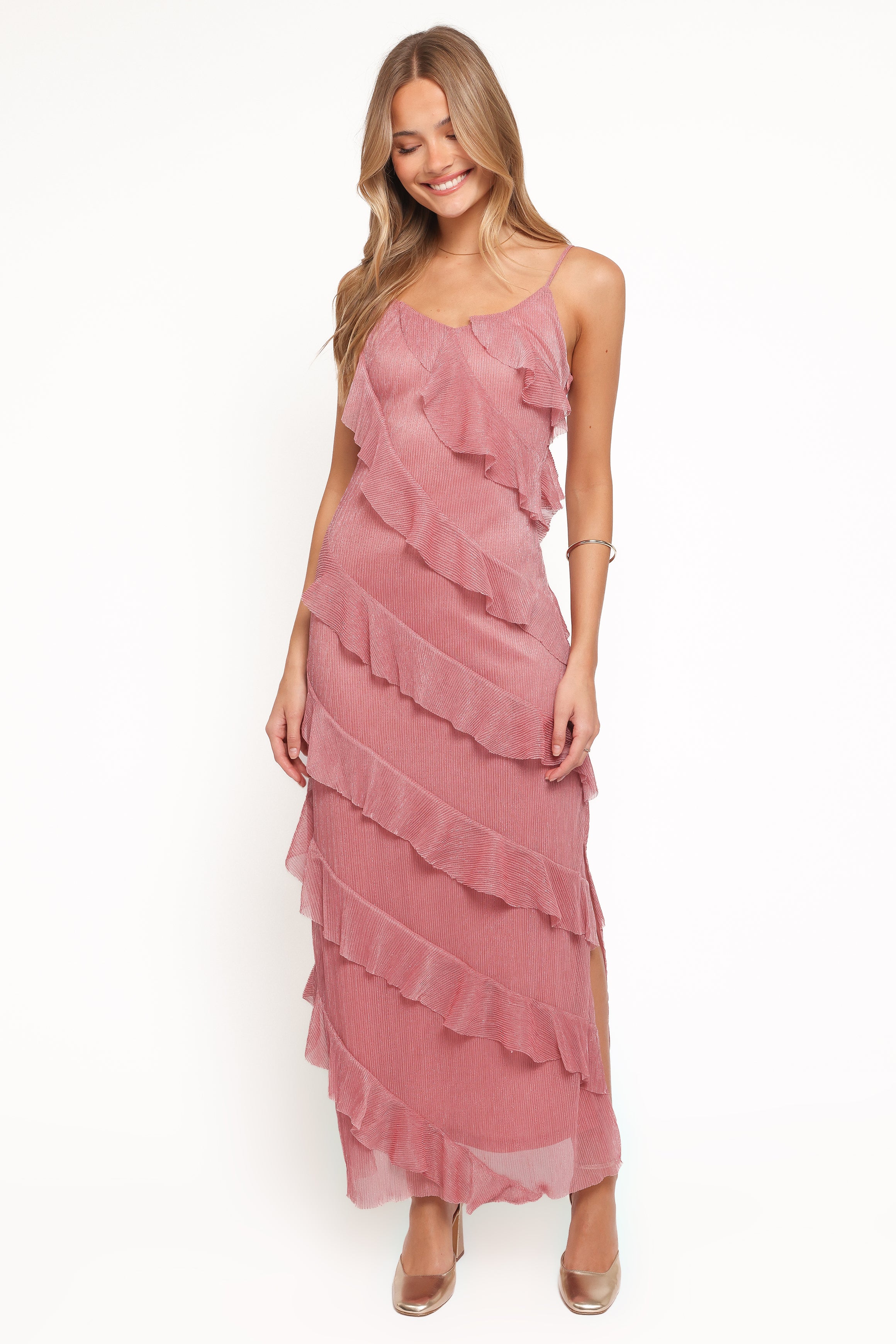 Petal and Pup USA DRESSES Ciao Ruffles Maxi Dress - Pink