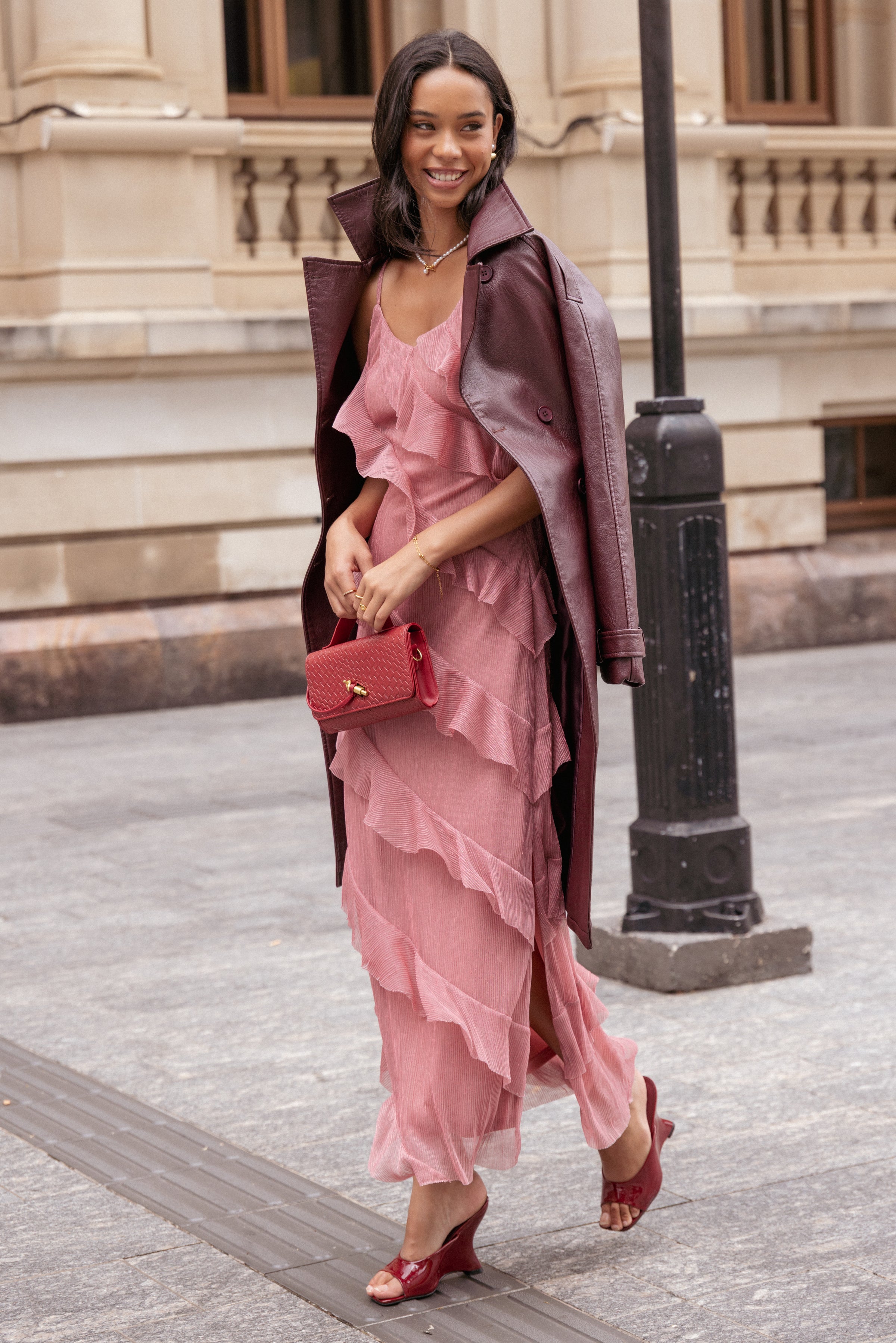 Petal and Pup USA DRESSES Ciao Ruffles Maxi Dress - Pink