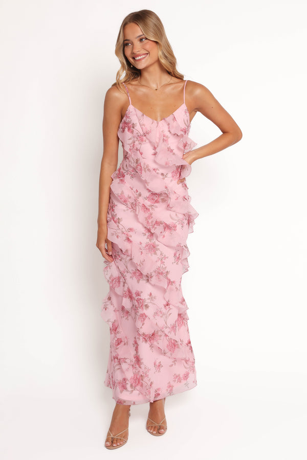 Petal and Pup USA DRESSES Ciao Ruffles Maxi Dress - Pink Floral