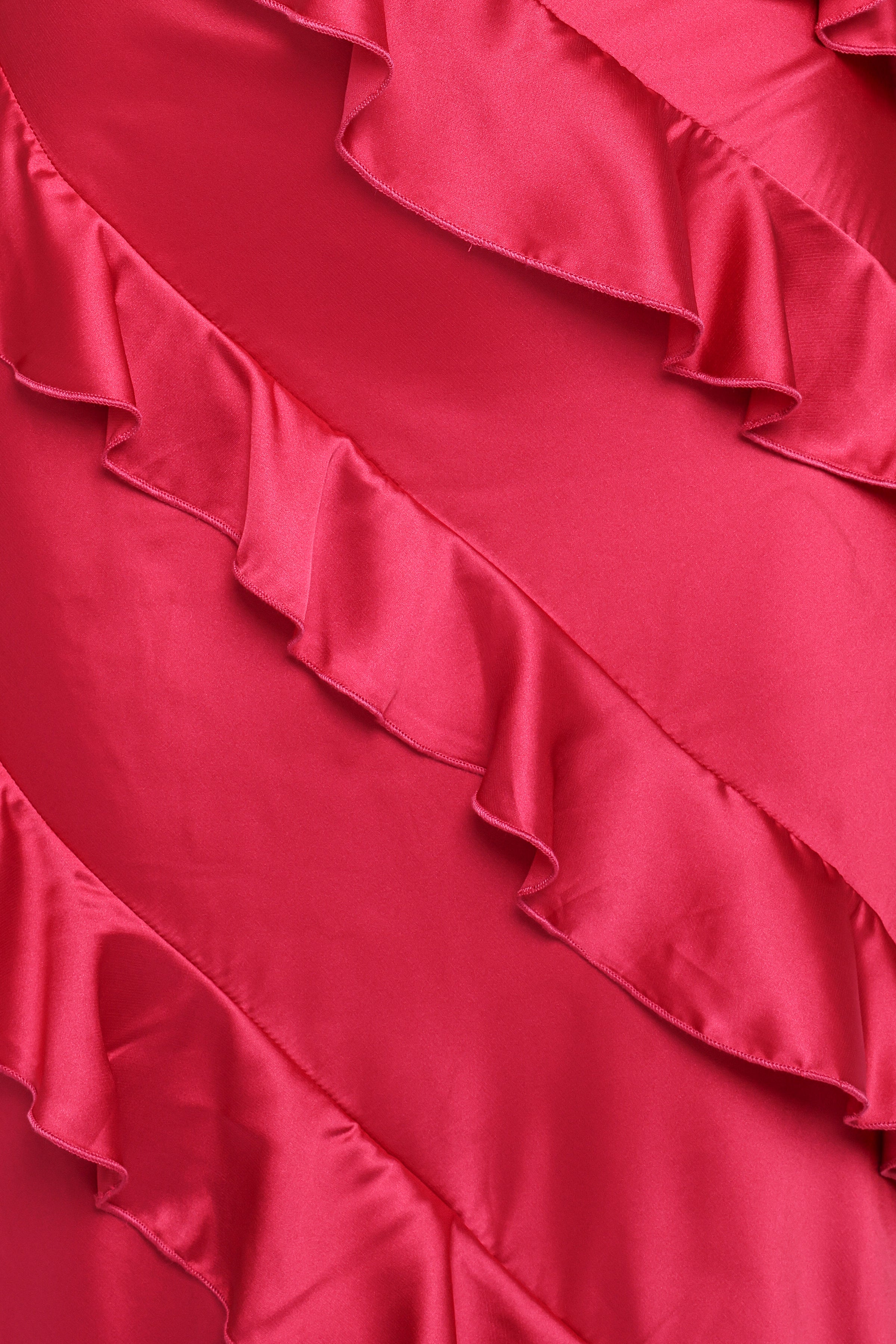 Petal and Pup USA DRESSES Ciao Ruffles Maxi Satin Dress - Fuchsia