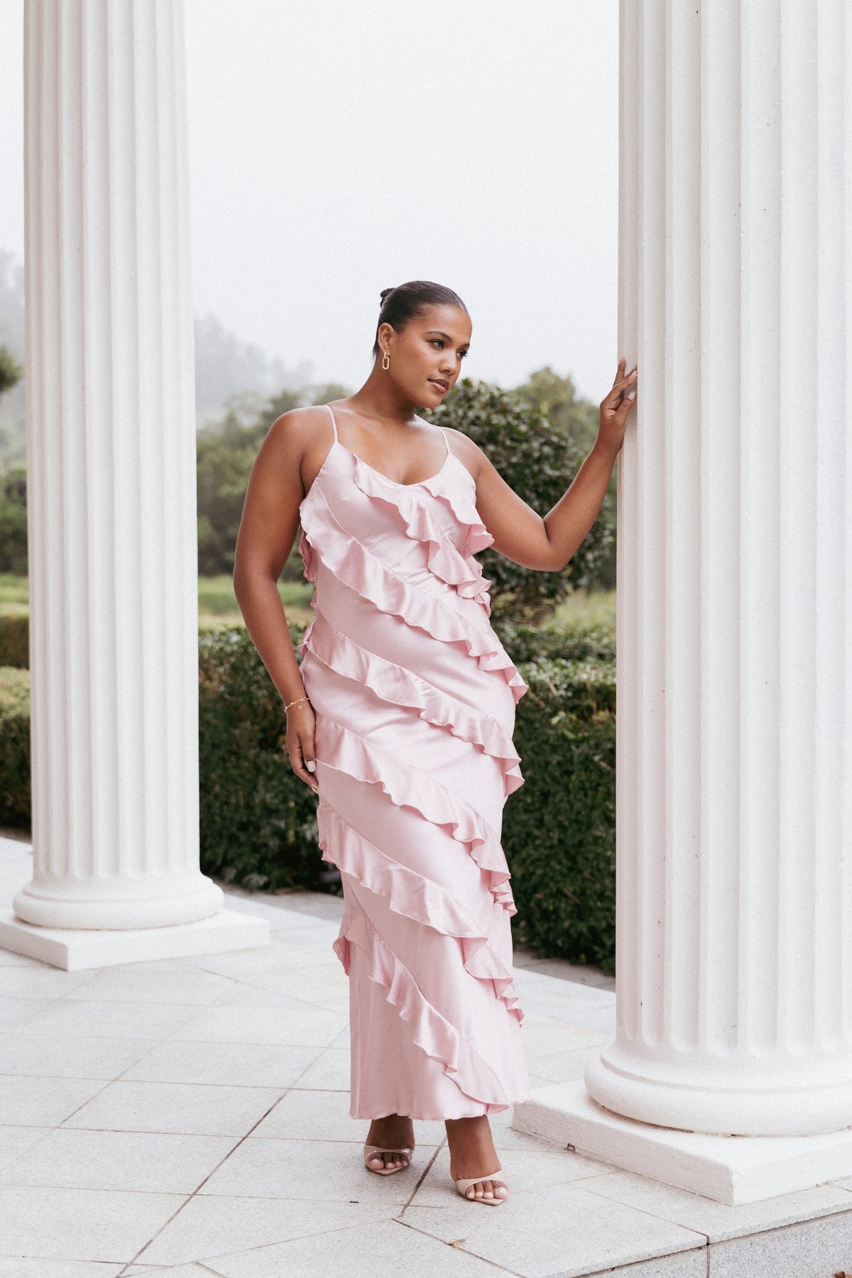 Petal and Pup Women's Ciao Ruffles Maxi Satin Dress - Pink M Petal and Pup Women's Ciao Ruffles Maxi Satin Dress - Pink M