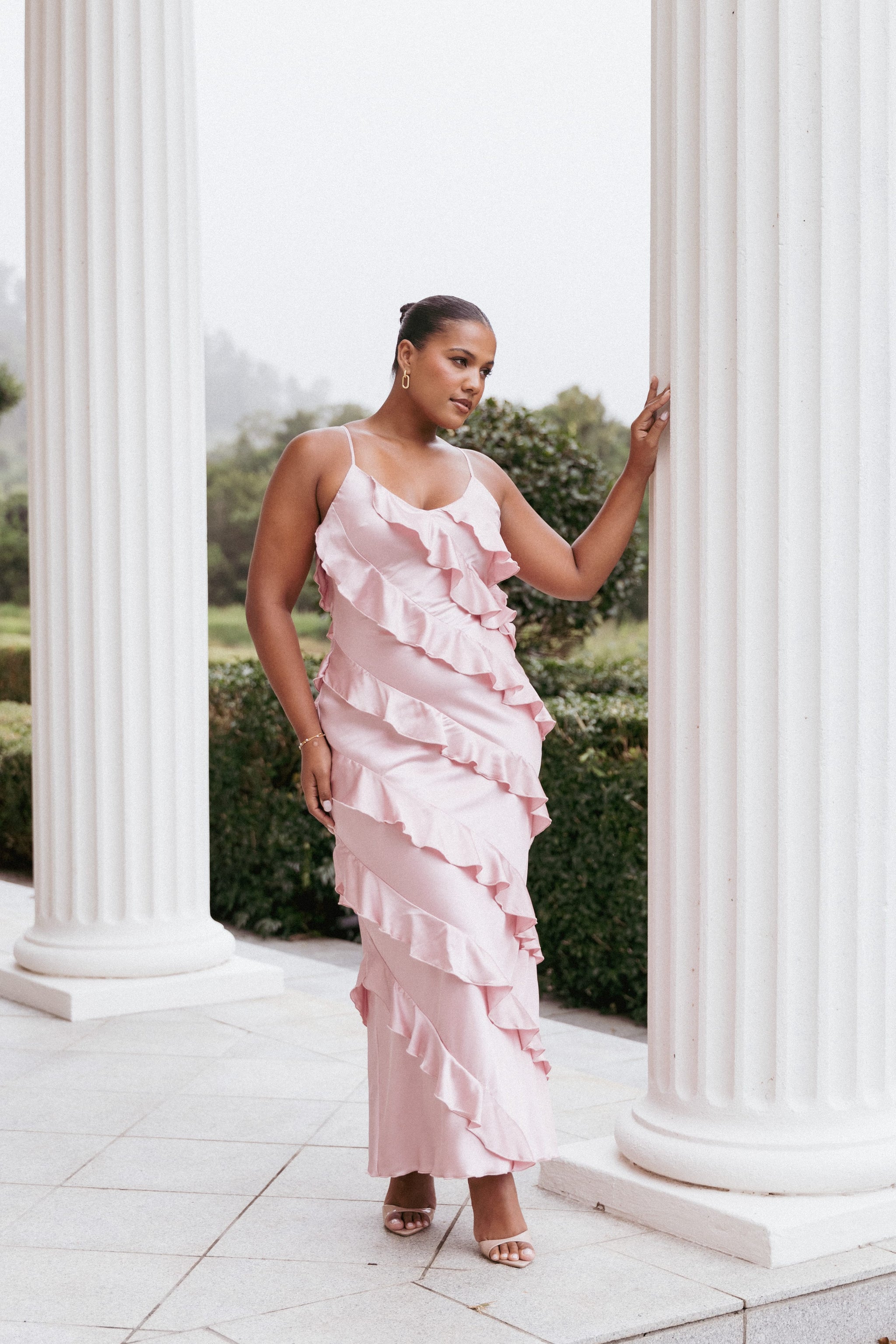 Petal and Pup Women's Ciao Ruffles Maxi Satin Dress