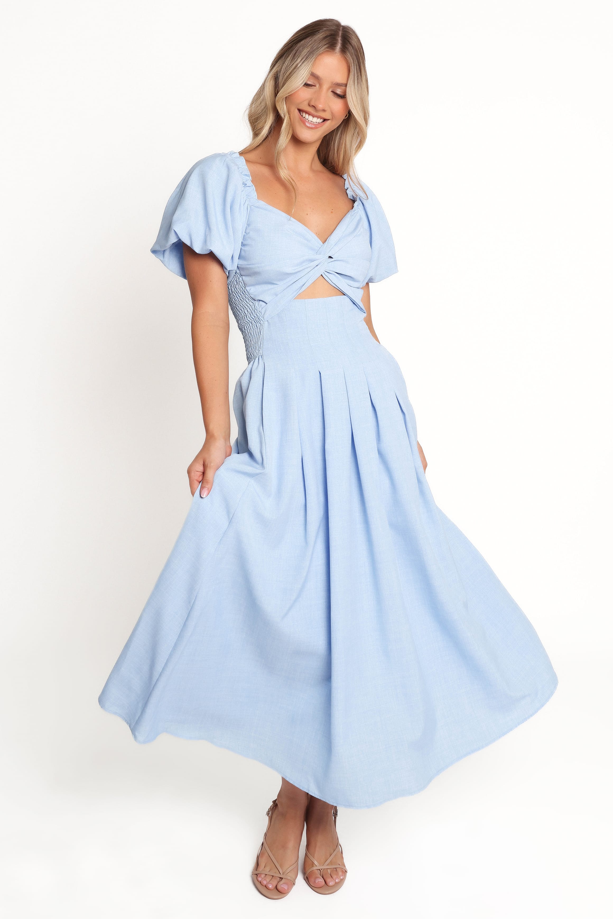 princess polly baby blue dress Petal and Pup Women's Cintra Puff Sleeve Maxi Dress