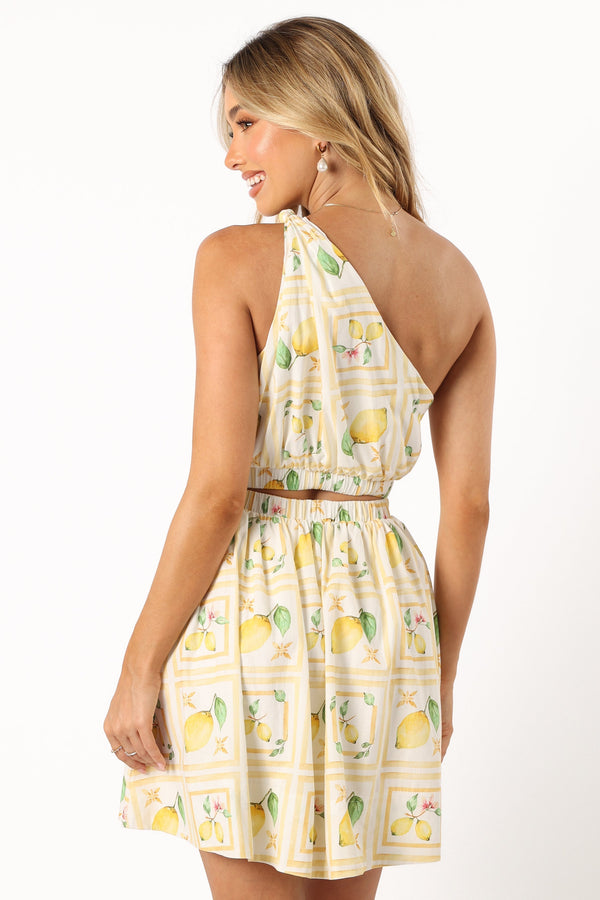 Petal and Pup USA DRESSES Cintrico One Shoulder Mini Dress - Lemon