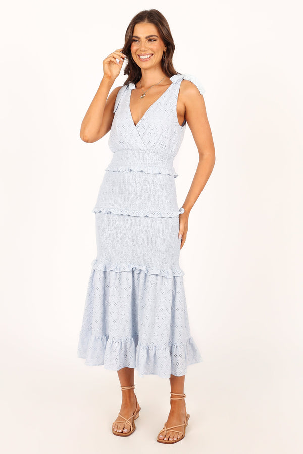 Petal and Pup USA DRESSES Claudia Ruffle Maxi Dress - Blue