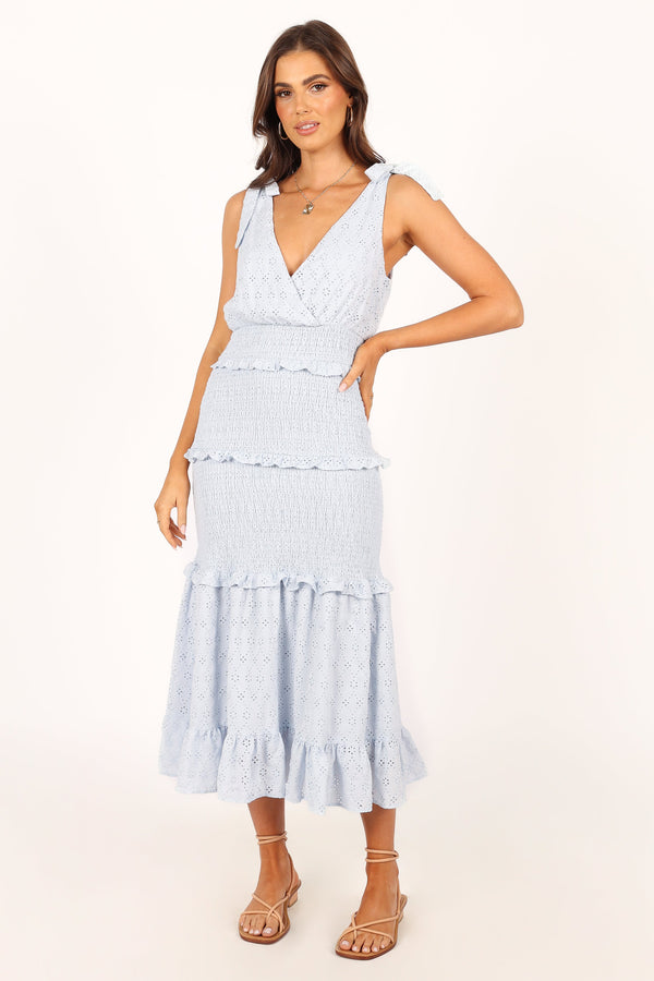 Petal and Pup USA DRESSES Claudia Ruffle Maxi Dress - Blue