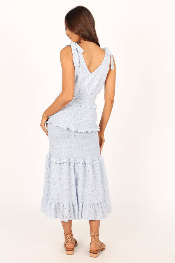 Petal and Pup USA DRESSES Claudia Ruffle Maxi Dress - Blue