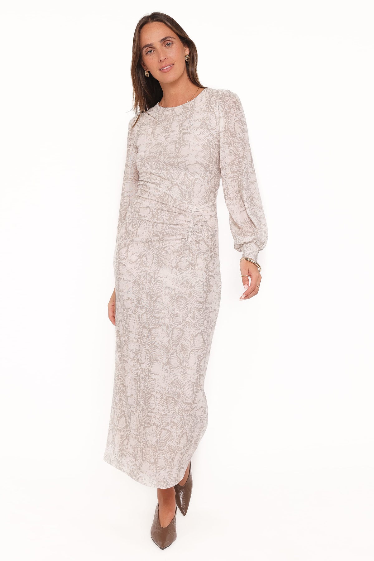 Petal and Pup USA DRESSES Clemens Mesh Maxi Dress - Snake Print