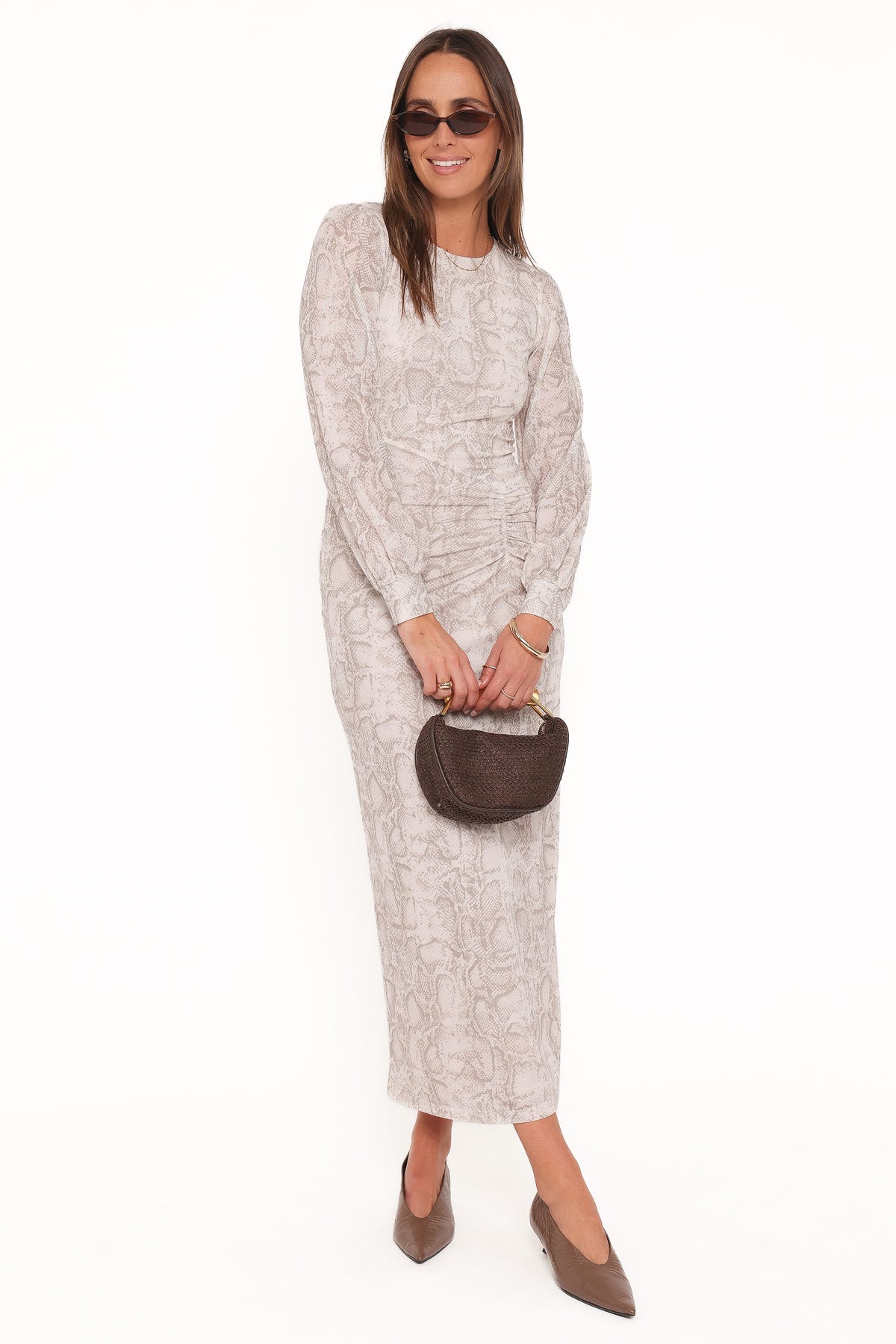 Petal and Pup USA DRESSES Clemens Mesh Maxi Dress - Snake Print