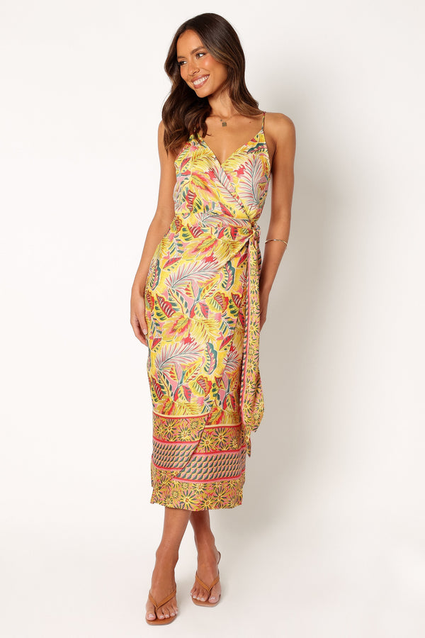 Petal and Pup USA DRESSES Clement Wrap Midi Dress - Tropical