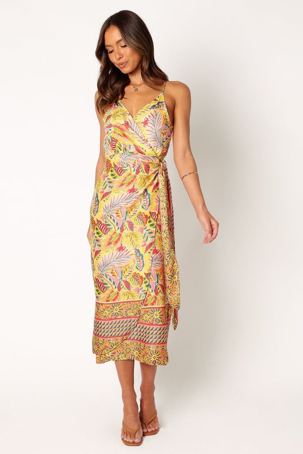 Petal and Pup USA DRESSES Clement Wrap Midi Dress - Tropical