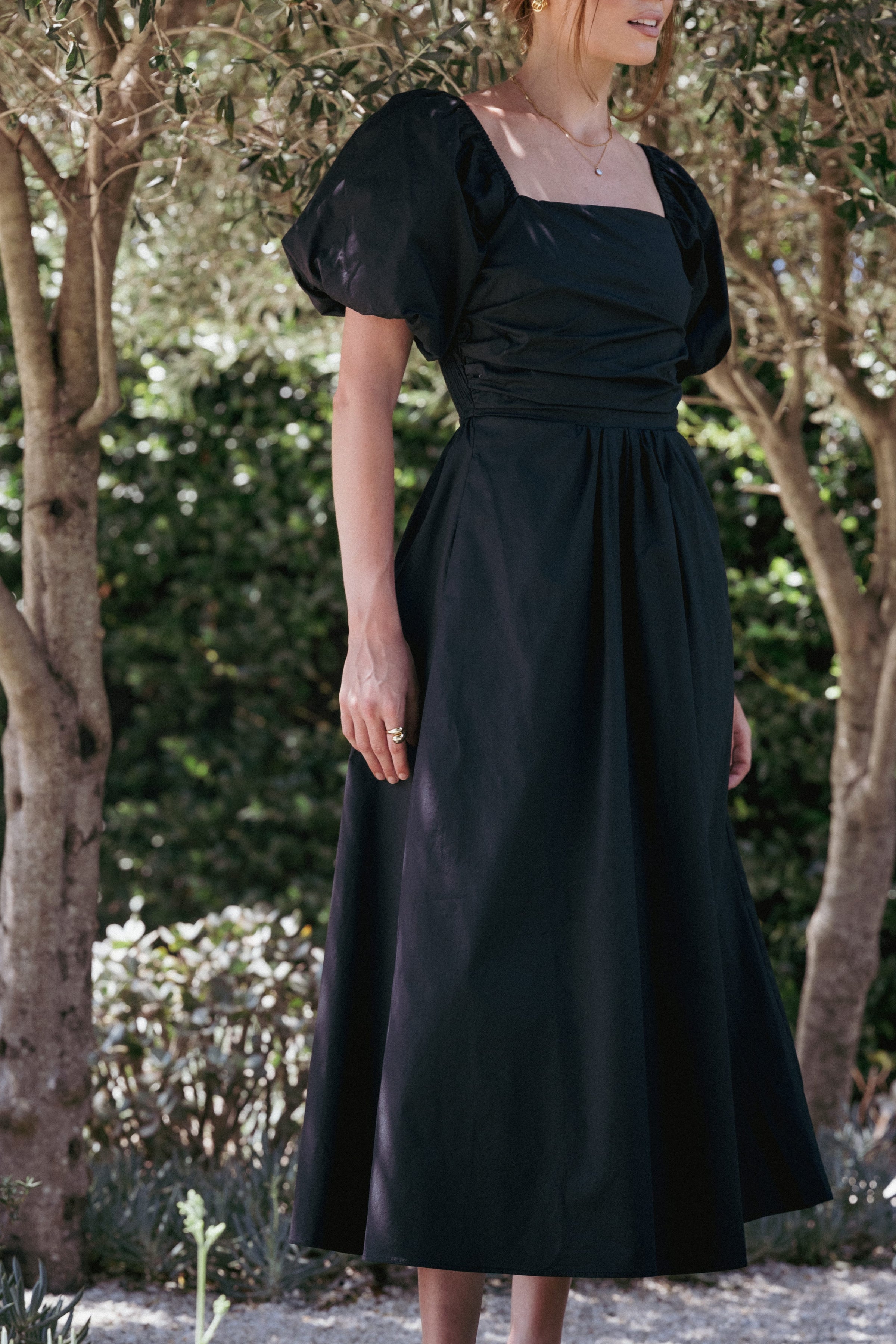 Petal and Pup USA DRESSES Clo Puff Sleeve Midi Dress - Black