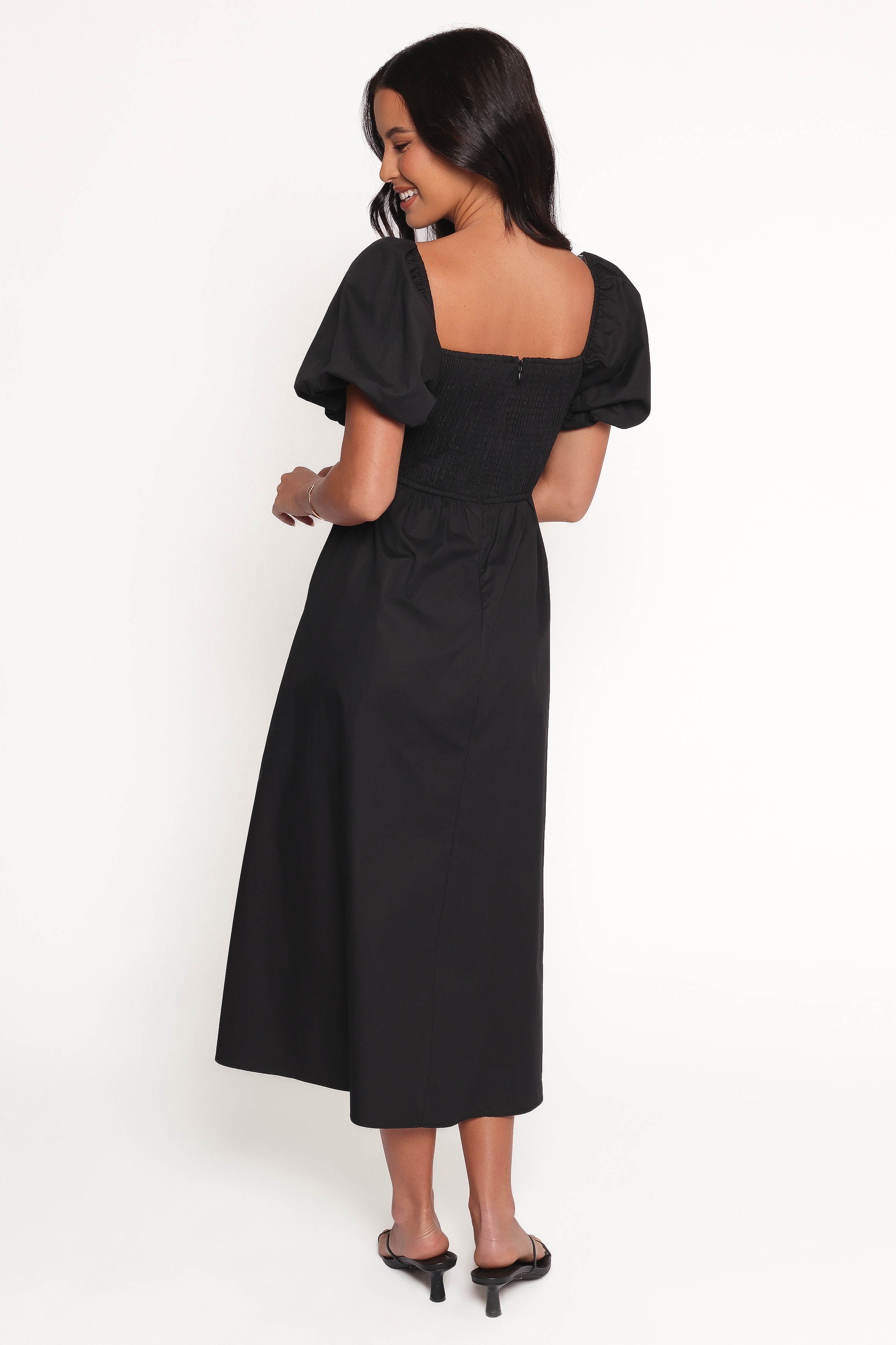 Petal and Pup USA DRESSES Clo Puff Sleeve Midi Dress - Black