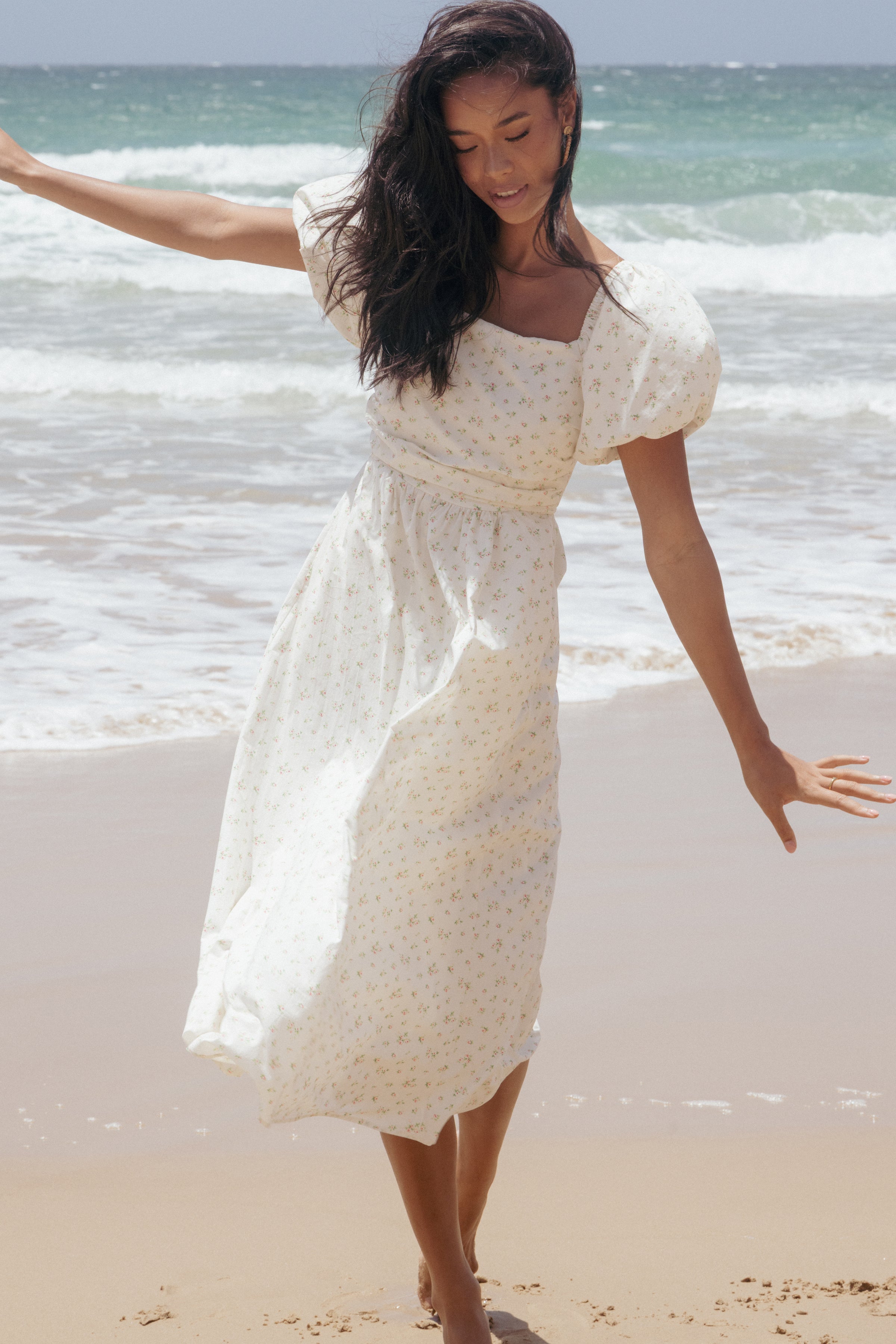 Clo Puff Sleeve Midi Dress