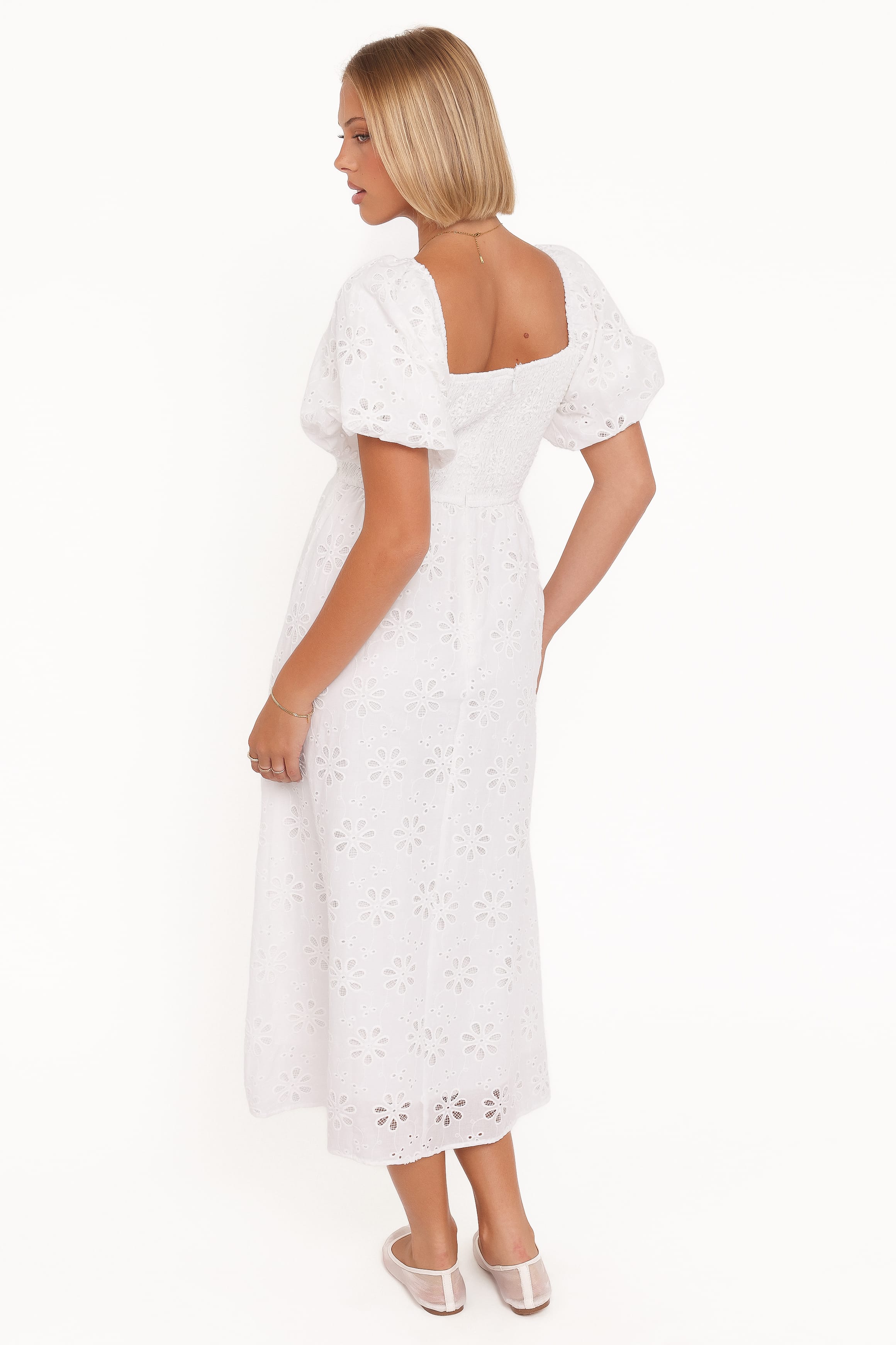 chinese dress ladies Woven Lace Dress with Puff Sleeves: Romantic Wedding or Beach Party – Shore  Darling Co main image 0