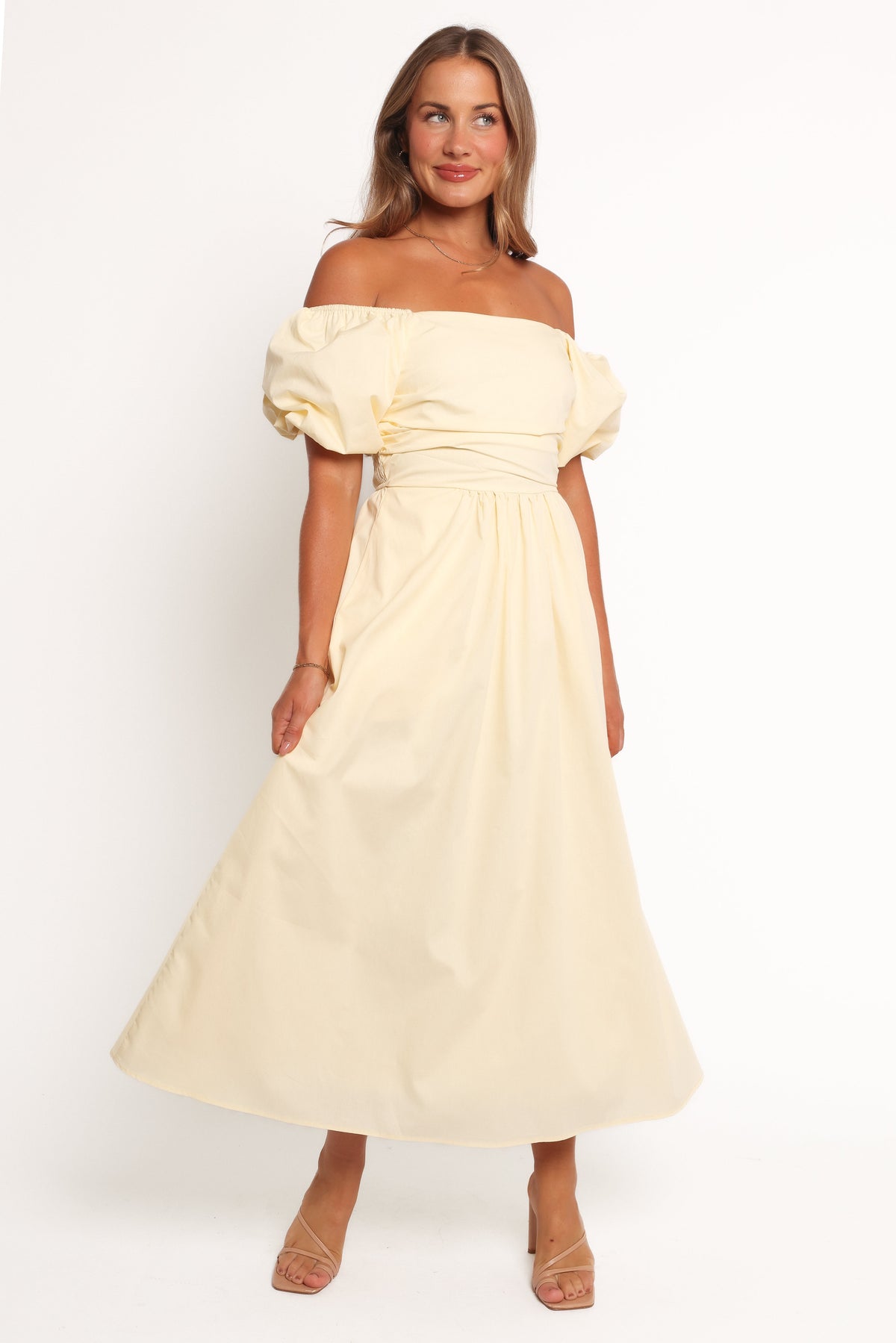 Clo Puff Sleeve Midi Dress - Yellow | Petal & Pup USA Clo Puff Sleeve Midi Dress - Yellow | Petal & Pup USA