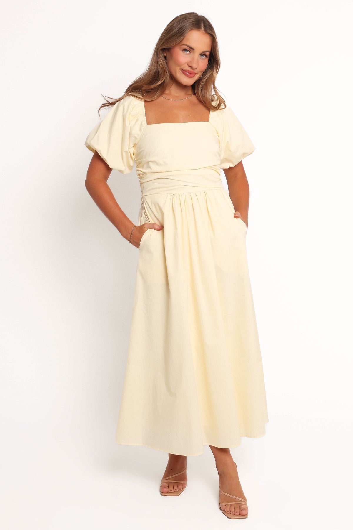 yellow light dress Petal and Pup Women's Clo Puff Sleeve Dress