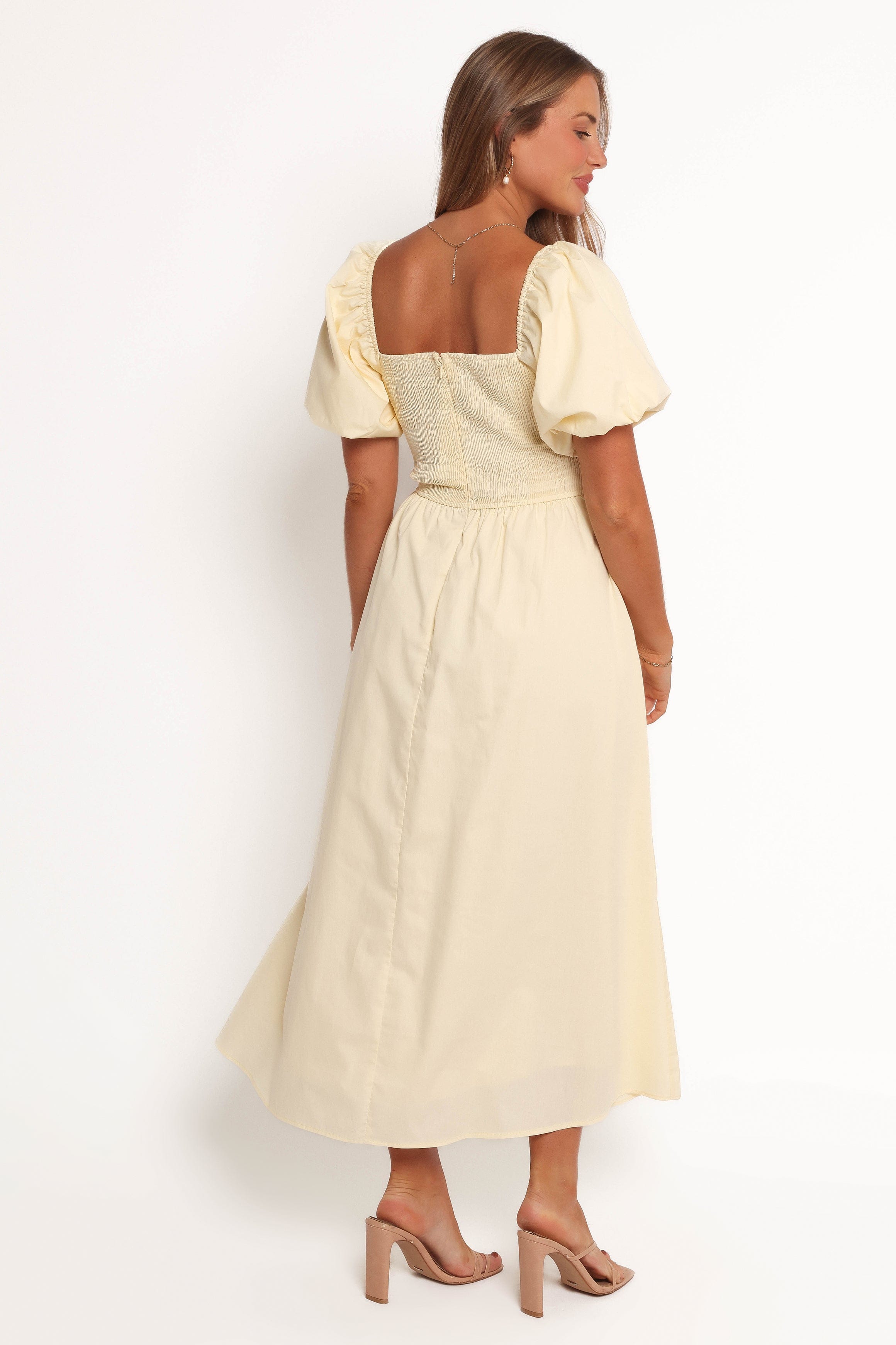 Clo Puff Sleeve Midi Dress - Yellow Clo Puff Sleeve Midi Dress - Yellow