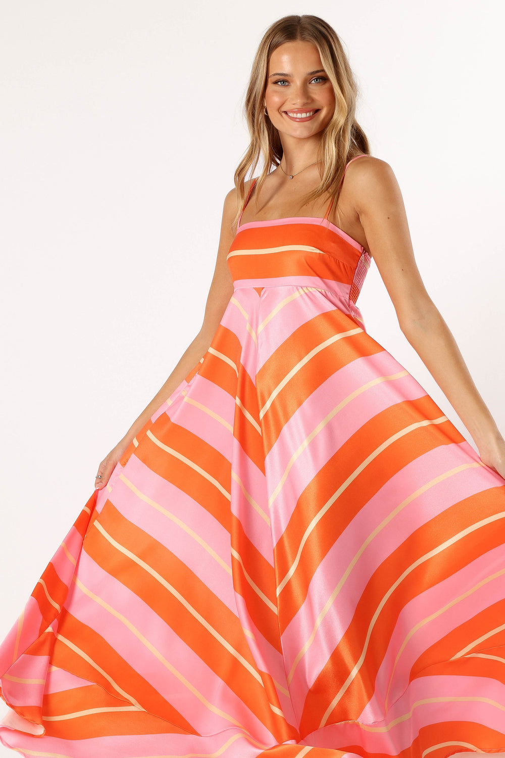 Petal and Pup USA DRESSES Collie Midi Dress - Orange Stripe