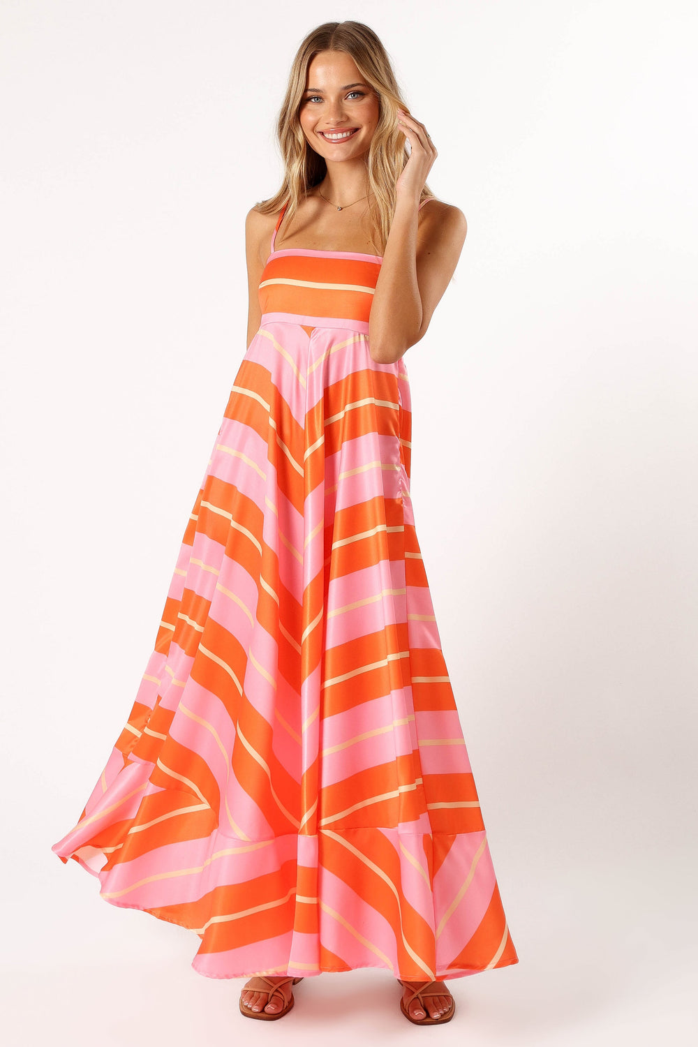 Petal and Pup USA DRESSES Collie Midi Dress - Orange Stripe